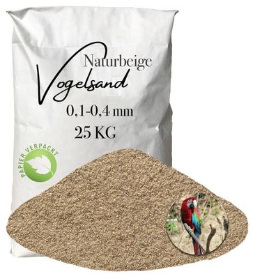 Spezialsand Naturbeige 0,1-0,4 mm 25 kg Papier - Ultra-feine Einstreu für Zebrafinken