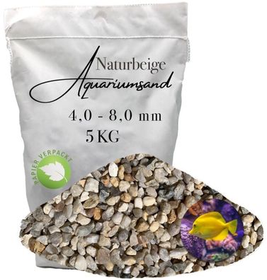 Strukturierter Aquariumkies 4,0-8,0 mm - 5 kg grober Naturkies für Technikzonen & Dek