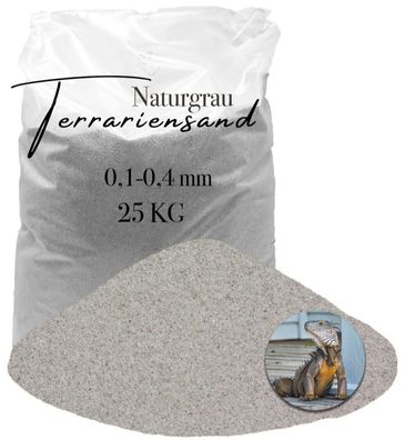 Terrariensand Bodengrund 25 kg 0,1-0,4 mm - naturgrau, naturfarben - extrafeiner Quar