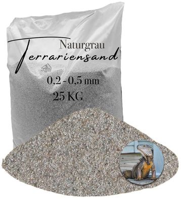 Terrariensand Bodengrund 25 kg 0,2-0,5 mm - naturgrau, naturfarben - Feinsand für emp