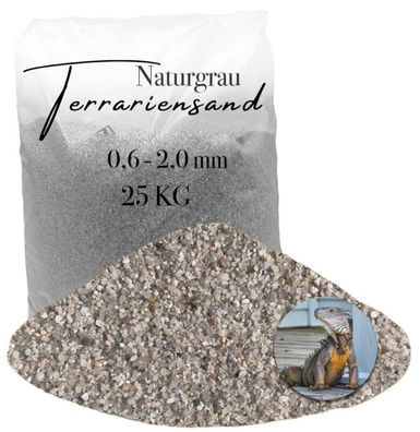 Terrariensand Bodengrund 25 kg 0,6-2,0 mm - naturgrau, naturfarben - grabfähiger Quar