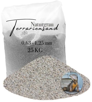 Terrariensand Bodengrund 25 kg 0,63-1,25 mm - naturgrau, naturfarben - grabfähiger Qu