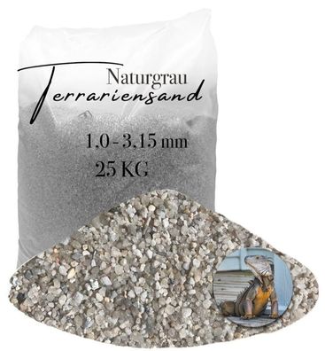Terrariensand Bodengrund 25 kg 1,0-3,15 mm - naturgrau, naturfarben - strukturstabile