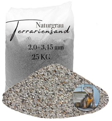 Terrariensand Bodengrund 25 kg 2,0-3,15 mm - naturgrau, naturfarben - grabfähig und h
