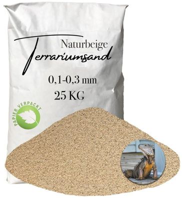 Terrariensand naturbeige 0,1-0,3 mm - ultrafeiner Bodengrund, 25 kg Papier