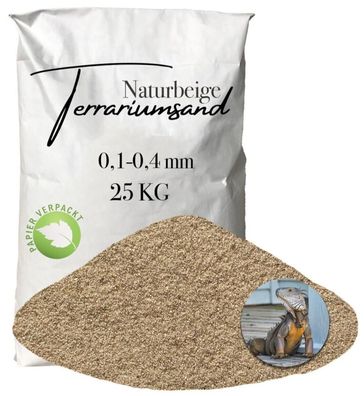 Terrariensand naturbeige 0,1-0,4 mm - feiner Bodengrund, 25 kg Papier
