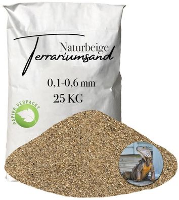 Terrariensand naturbeige 0,1-0,6 mm - feiner Bodengrund 25 kg Papier