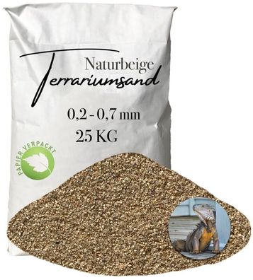 Terrariensand naturbeige 0,2-0,7 mm - grabfähiger Bodengrund 25 kg Papier
