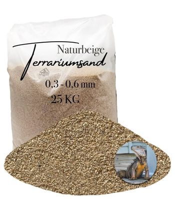 Terrariensand Naturbeige 0,3-0,6 mm - 25 kg fein für Agame & Chamäleon