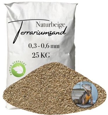 Terrariensand naturbeige 0,3-0,6 mm - feiner Bodengrund 25 kg Papier