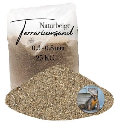 Terrariensand Naturbeige 0,3-0,8 mm - 25 kg feinkörnig für Gecko & Schlange