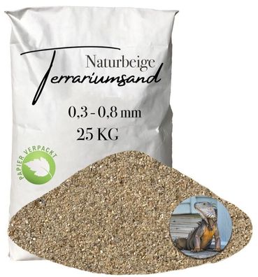 Terrariensand naturbeige 0,3-0,8 mm - grabfähiger Feinsand 25 kg Papier