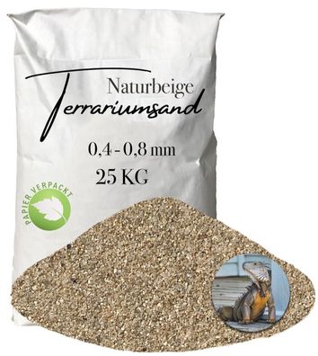 Terrariensand naturbeige 0,4-0,8 mm - grabfähiger Bodengrund 25 kg Papier
