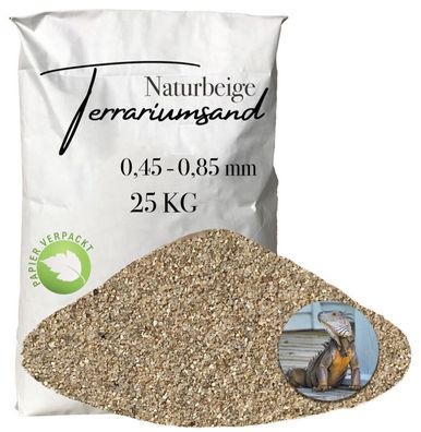 Terrariensand naturbeige 0,45-0,85 mm - feinkörniger Bodengrund 25 kg Papier