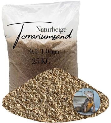 Terrariensand Naturbeige 0,5-1,0 mm - 25 kg Quarzsand für grabende Reptilien