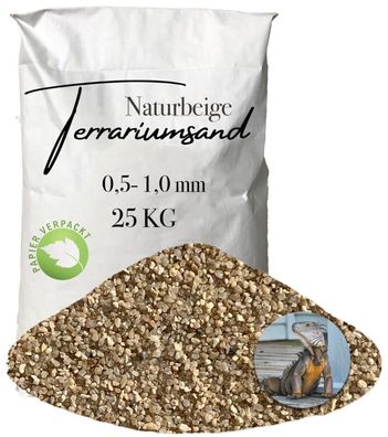 Terrariensand naturbeige 0,5-1,0 mm - feiner grabfähiger Bodengrund 25 kg Papier