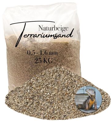 Terrariensand Naturbeige 0,5-1,6 mm - 25 kg Quarzsand für Reptilien