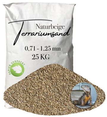 Terrariensand naturbeige 0,71-1,25 mm - grabfähiger Bodengrund 25 kg Papier