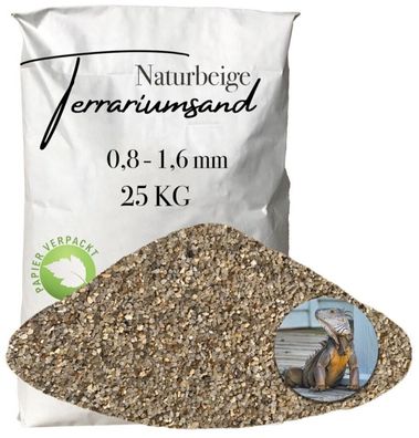 Terrariensand naturbeige 0,8-1,6 mm - grabfähiger Bodengrund 25 kg Papier