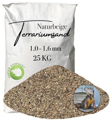Terrariensand naturbeige 1,0-1,6 mm - grabfähiger Bodengrund 25 kg Papier