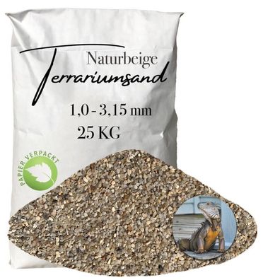 Terrariensand naturbeige 1,0-3,15 mm - strukturreicher Bodengrund, 25 kg Papier