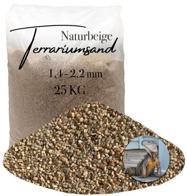 Terrariensand Naturbeige 1,4-2,2 mm - 25 kg feinkörnig & grabfähig