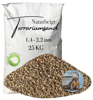 Terrariensand naturbeige 1,4-2,2 mm - grabfähiger Bodengrund 25 kg Papier