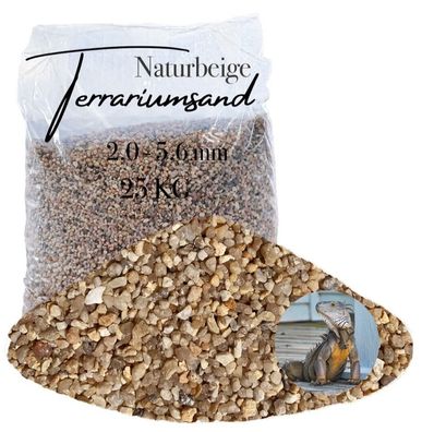 Terrariensand Naturbeige 2,0-5,6 mm - 25 kg grabfähiger Bodengrund