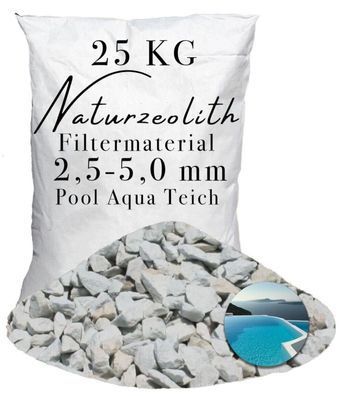 Zeolith 2,5-5,0 mm - 25 kg - Effektive Wasserfilterung für Pools & Naturteiche