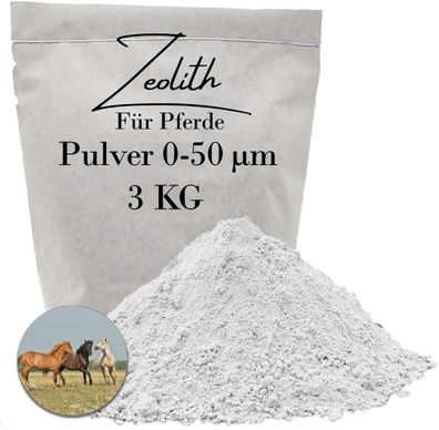 Zeolith Vulkanmineral 3 kg - naturreines 50 µm Pulver für Pferde & Stallpflege