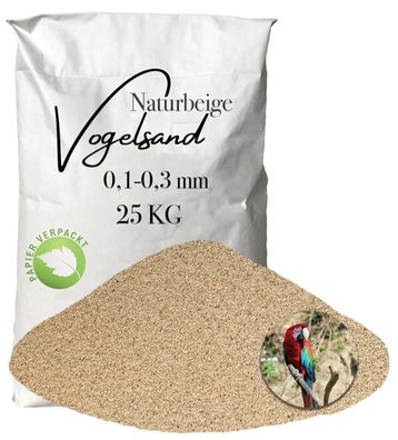 Ultrafeiner Vogelsand Naturbeige 0,1-0,3 mm 25 kg Papier - Spezial für Nestlinge, Zeb