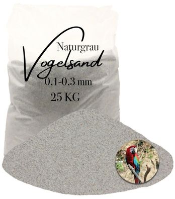 Vogelsand 0,1-0,3 mm grau - feuergetrocknet & staubfrei - 25 kg naturrein ohne Grit