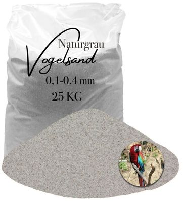 Vogelsand 0,1-0,4 mm grau - extra fein, staubfrei, ohne Grit - 25 kg naturrein