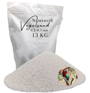 Vogelsand 0,2-0,5mm weiß keimfrei ohne Zusatzstoffe wie Anis und Grit 13 kg
