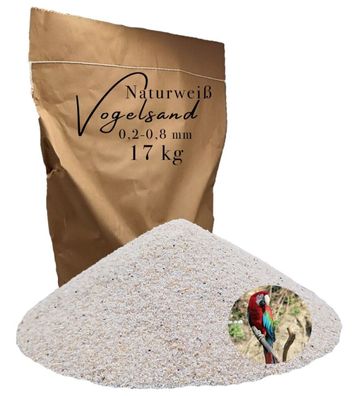 Vogelsand 0,2-0,8mm weiß 17 kg keimfrei ohne Zusatzstoffe wie Anis und Grit