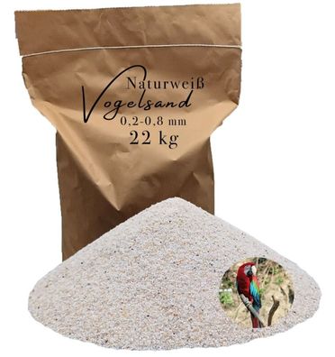 Vogelsand 0,2-0,8mm weiß keimfrei 22 kg ohne Zusatzstoffe wie Anis und Grit
