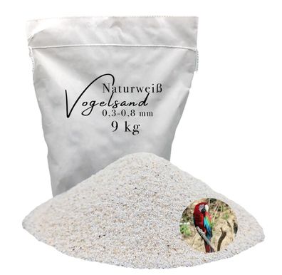 Vogelsand 0,3-0,8 mm weiß 9 kg für Nymphensittiche & Edelpapageien