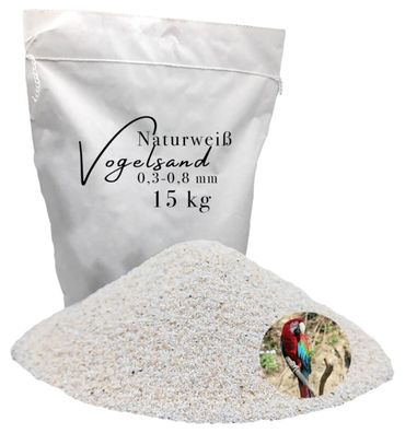 Vogelsand 0,3-0,8mm weiß 15 kg keimfrei ohne Zusatzstoffe wie Anis und Grit