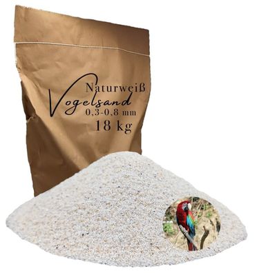 Vogelsand 0,3-0,8mm weiß 18 kg keimfrei ohne Zusatzstoffe wie Anis und Grit