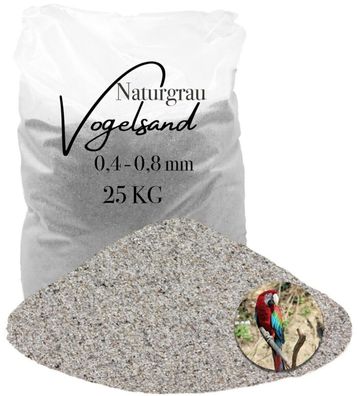 Vogelsand 0,4-0,8 mm grau - 25 kg naturreiner Quarzsand ohne Anis & Grit für Badeplät