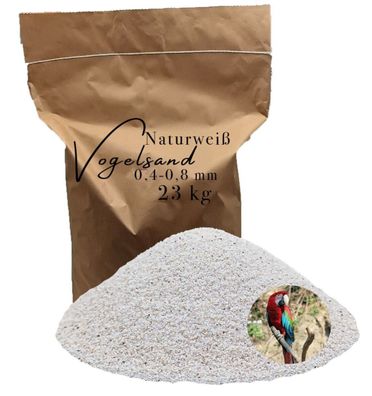 Vogelsand 0,4-0,8mm 23 kg keimfrei weiß ohne Zusatzstoffe wie Anis und Grit