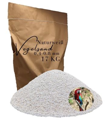Vogelsand 0,4-0,8mm weiß 17kg keimfrei ohne Zusatzstoffe wie Anis und Grit
