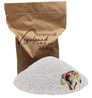 Vogelsand 0,4-0,8mm weiß 21 kg keimfrei ohne Zusatzstoffe wie Anis und Grit