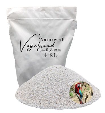Vogelsand 0,4-0,8mm weiß 4kg keimfrei ohne Zusatzstoffe wie Anis und Grit