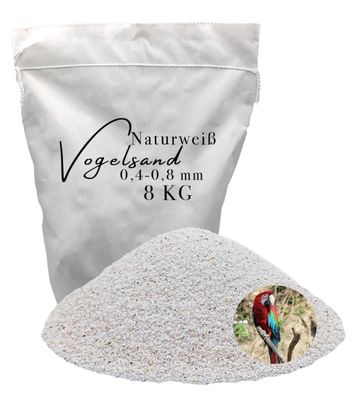 Vogelsand 0,4-0,8mm weiß 8kg keimfrei ohne Zusatzstoffe wie Anis und Grit