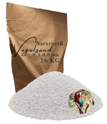 Vogelsand 0,4-0,8mm weiß keimfrei 16kg ohne Zusatzstoffe wie Anis und Grit