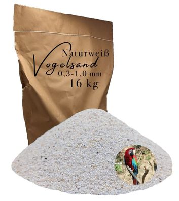 Vogelsand 16 kg weiß 0,3-1,0 mm - naturrein & keimfrei für Sittiche