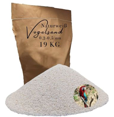 Vogelsand 19 kg 0,2-0,5mm weiß keimfrei ohne Zusatzstoffe wie Anis und Grit