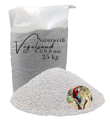 Vogelsand 25 kg weiß keimfrei ohne Zusatzstoffe wie Anis und Grit 0,4-0,8mm
