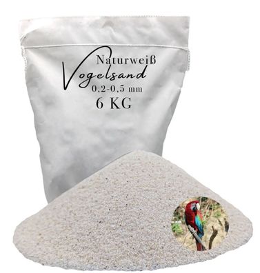 Vogelsand 6 kg 0,2-0,5mm weiß keimfrei ohne Zusatzstoffe wie Anis und Grit
